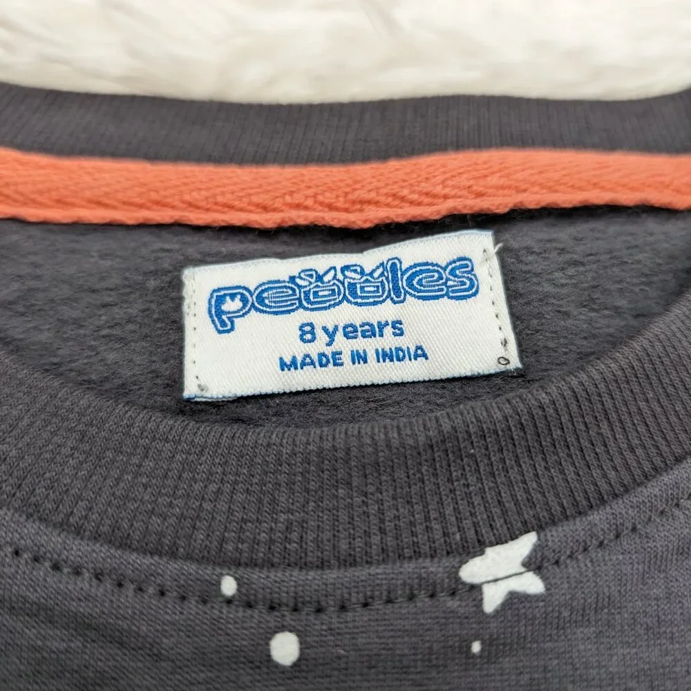 Pebbles Unisex Crew neck Fleece Lined Gray Long Sleeve Sweatshirt for 8Y NWOT - Picture 5 of 6